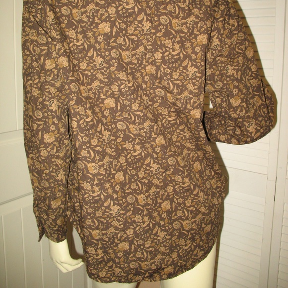 Vintage Y2K Gap Long Sleeve Button Up Shirt Top S Brown Floral Grannycore Preppy - Picture 8 of 8